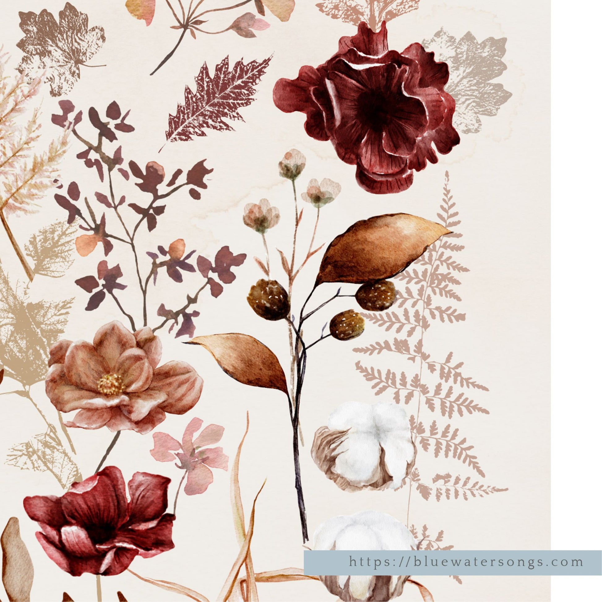 closer up of Fall wildflowers Art print from Blue Water Songs 