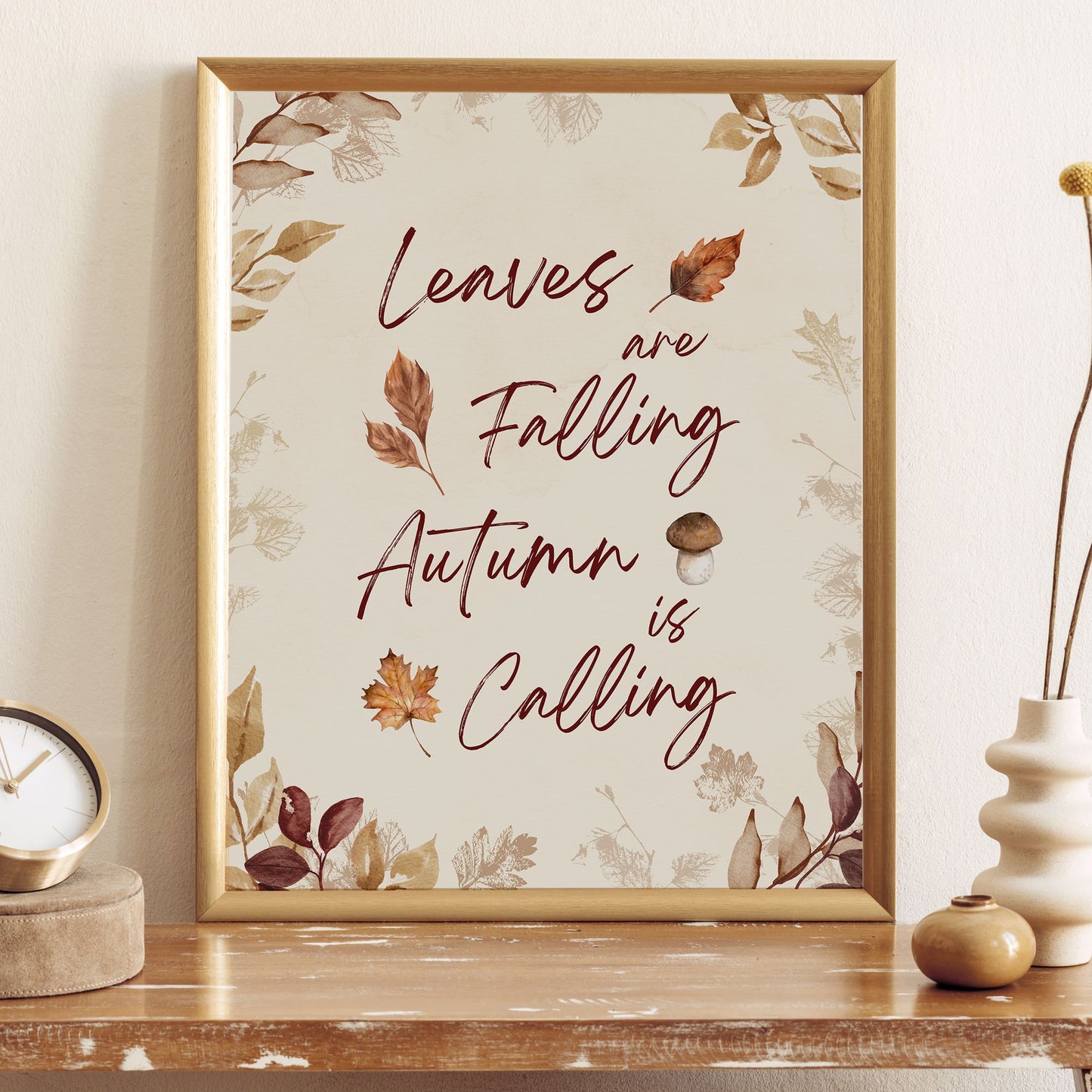 Fall Leaves Watercolor Art Print - Matte Paper Poster