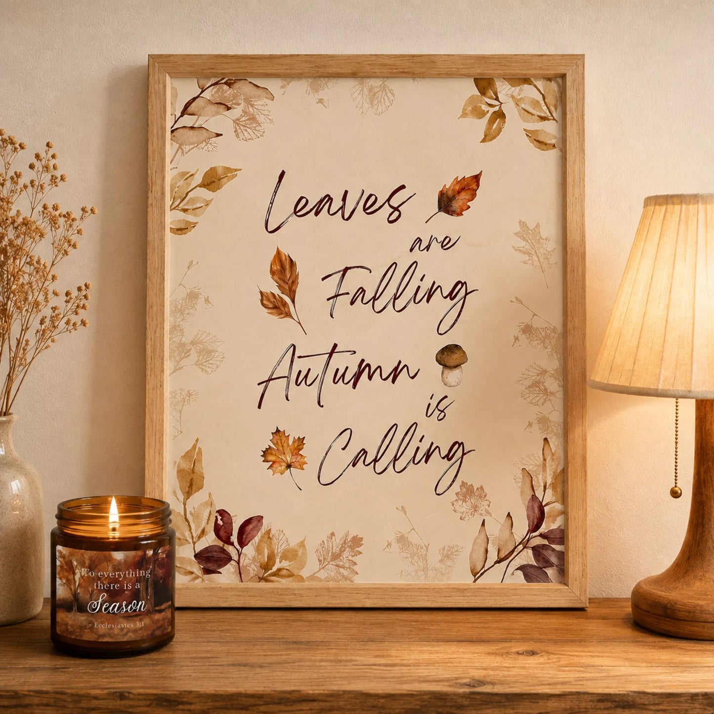 Fall Leaves Watercolor Art Print - Matte Paper Poster