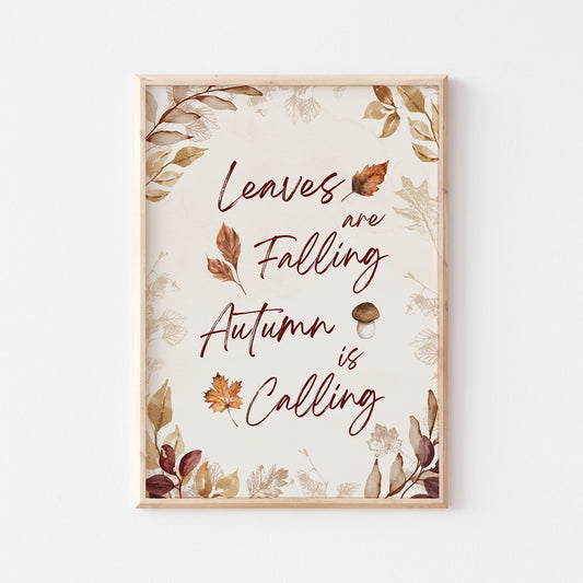 Fall Leaves Watercolor Art Print - Matte Paper Poster