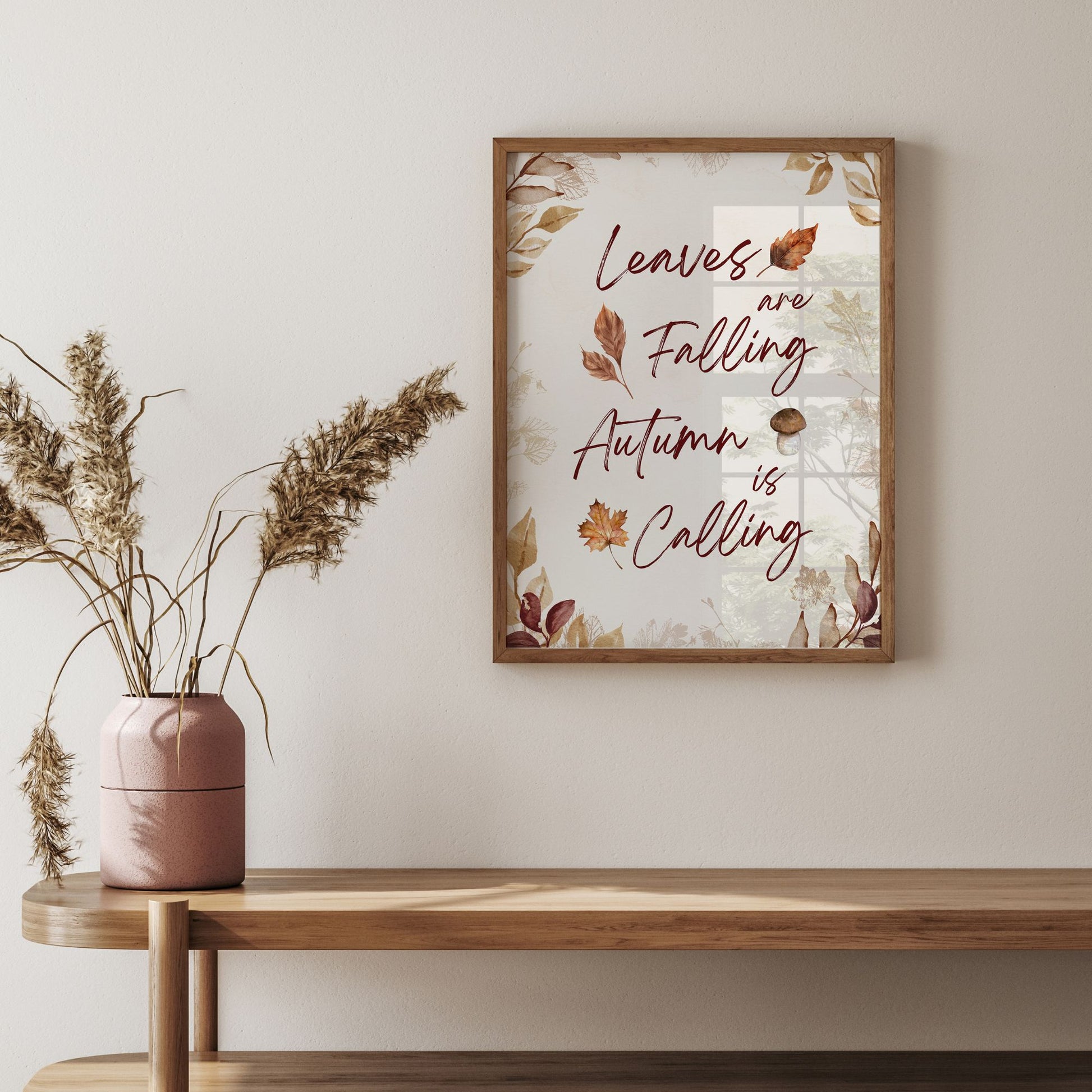 fall autumn leaves poster from Blue Water Songs hanging on wall