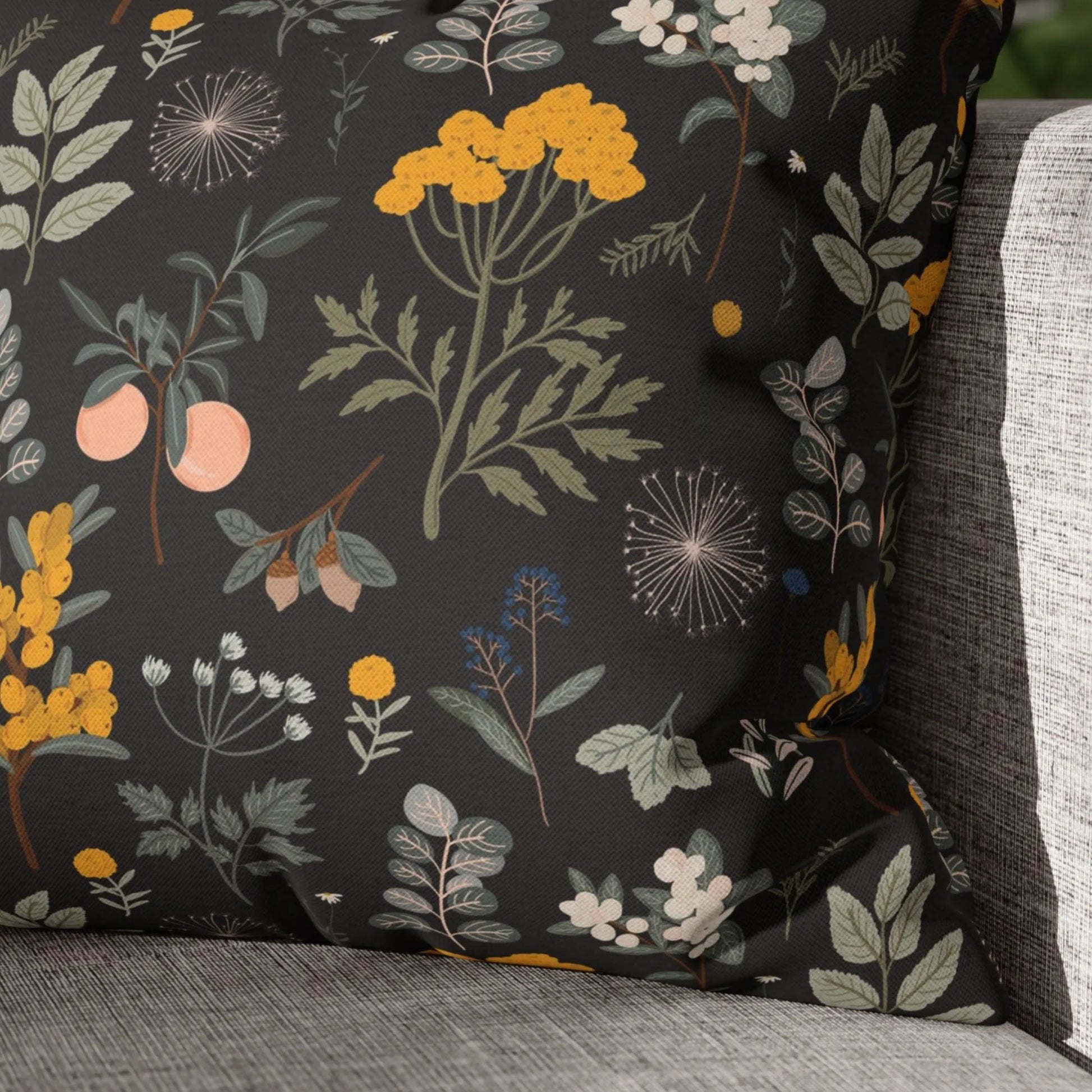 closer up of Autumn botanical PILLOW from Blue Water Songs 