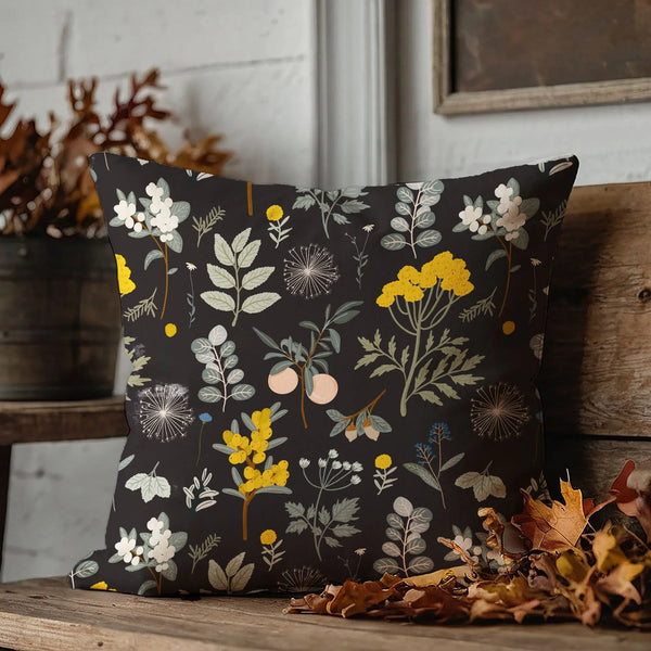 autumn decor corner with Autumn botanical PILLOW from Blue Water Songs 