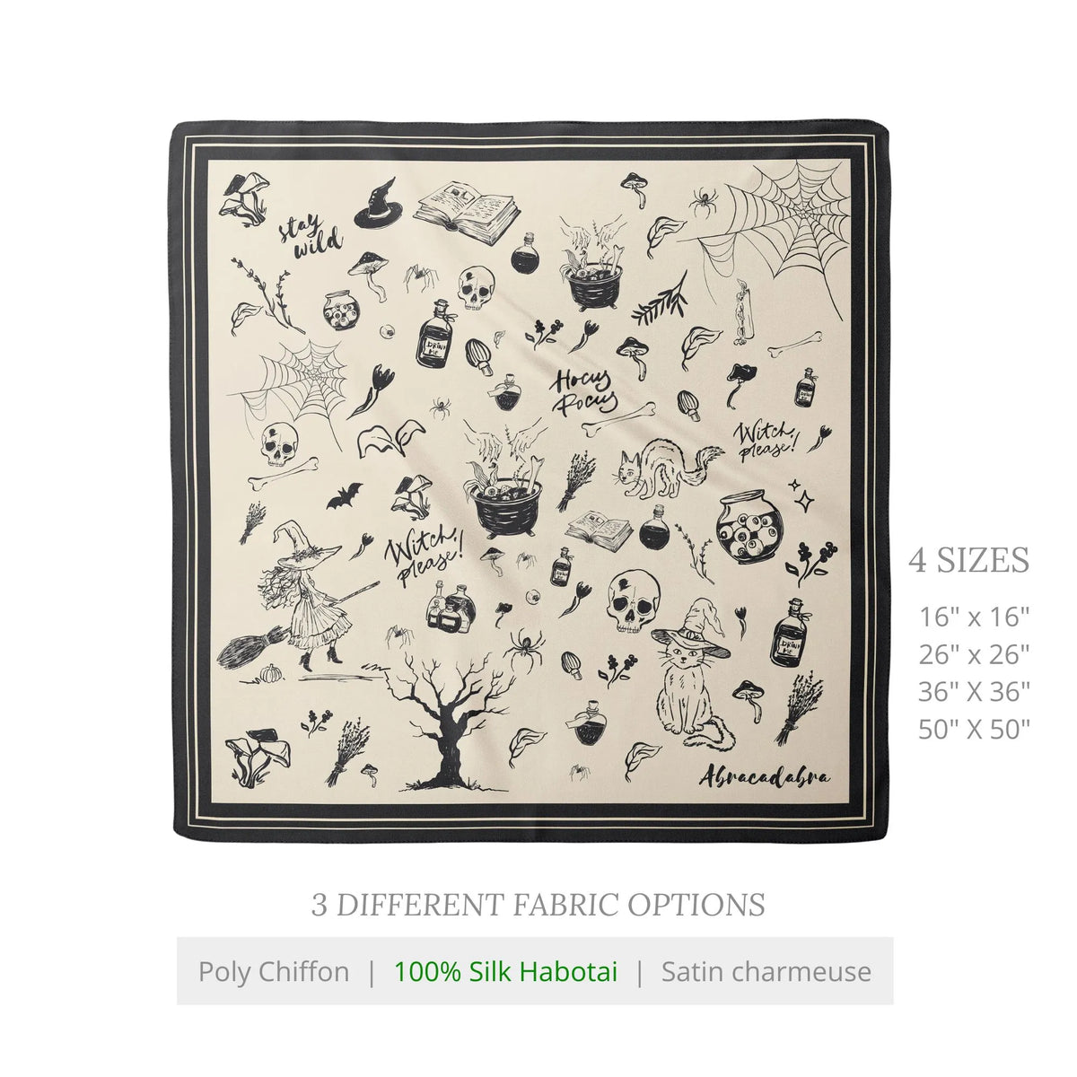 FOULARD En Soie Fleurs Sauvages Botaniques Colorées