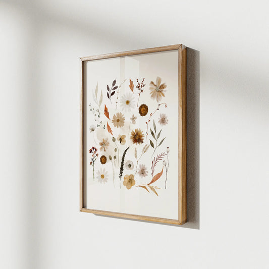 Fall Watercolor Wildflowers wall art from Blue Water Songs hanging in the wall