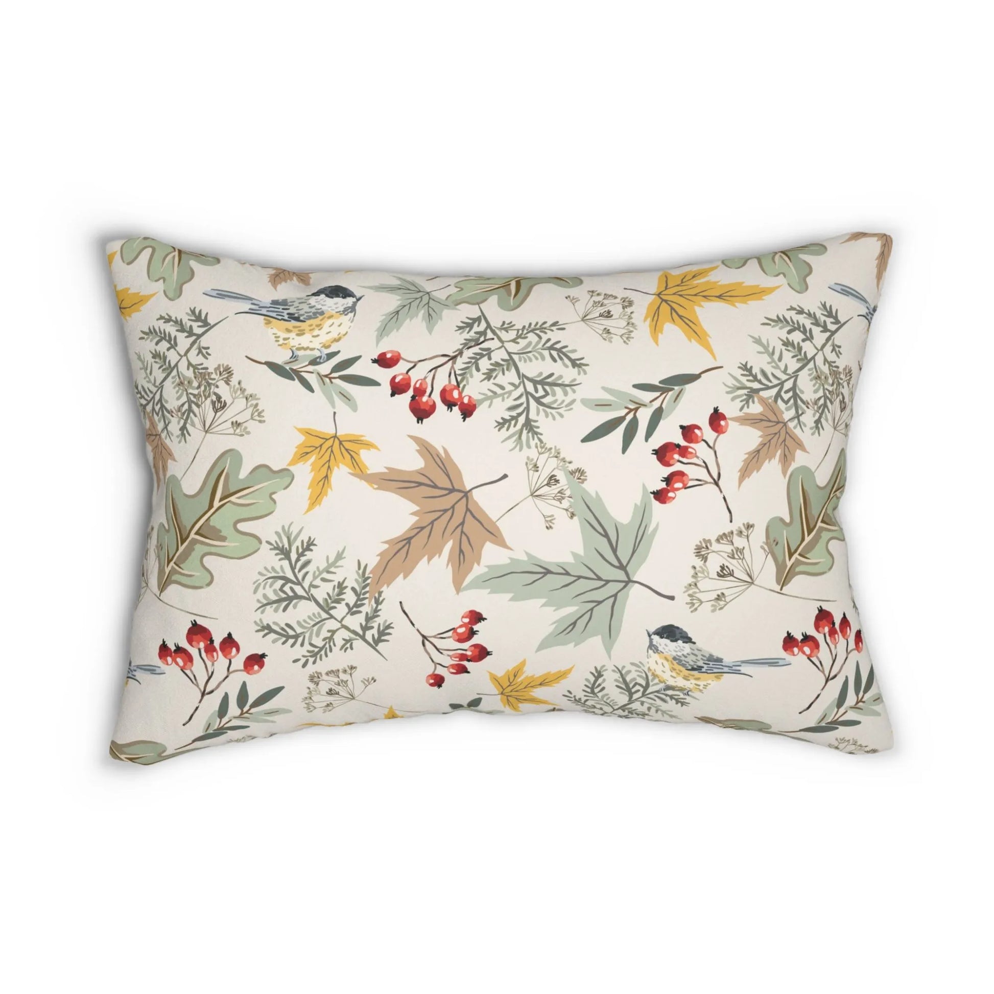 Birds and Autumn Botanical lumbar PILLOW from Blue Water Songs