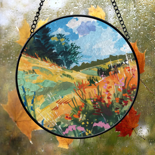 Autumn Meadow Printed Glass Art