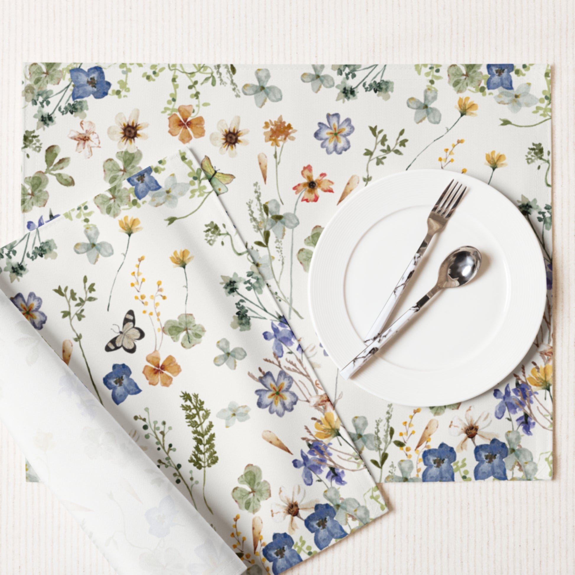 Wildflowers Floral PLACEMAT - White Tone from BLUE WATER SONGS