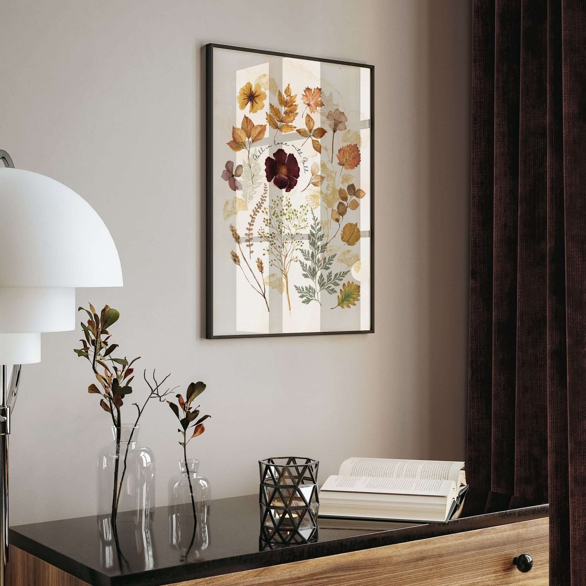 Autumn home office decor with Fall Leaves Autumn Art Print