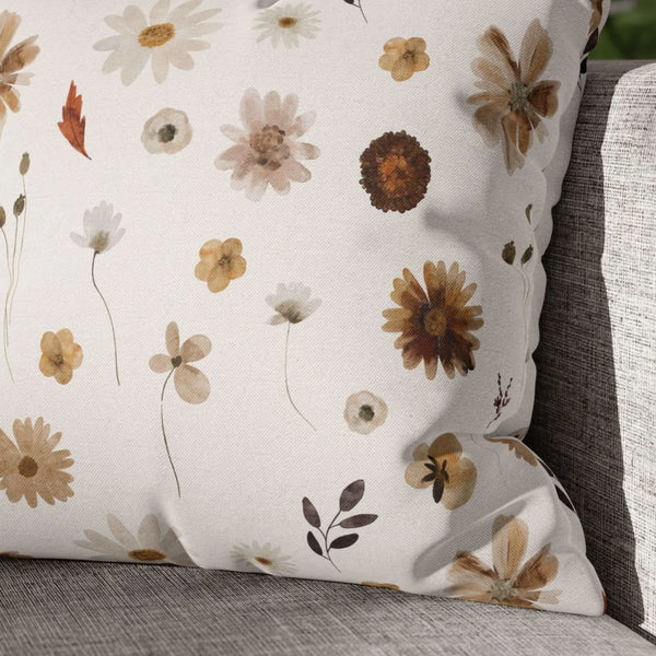 closer up of Watercolor Fall Wildflowers PILLOW from Blue Water Songs 