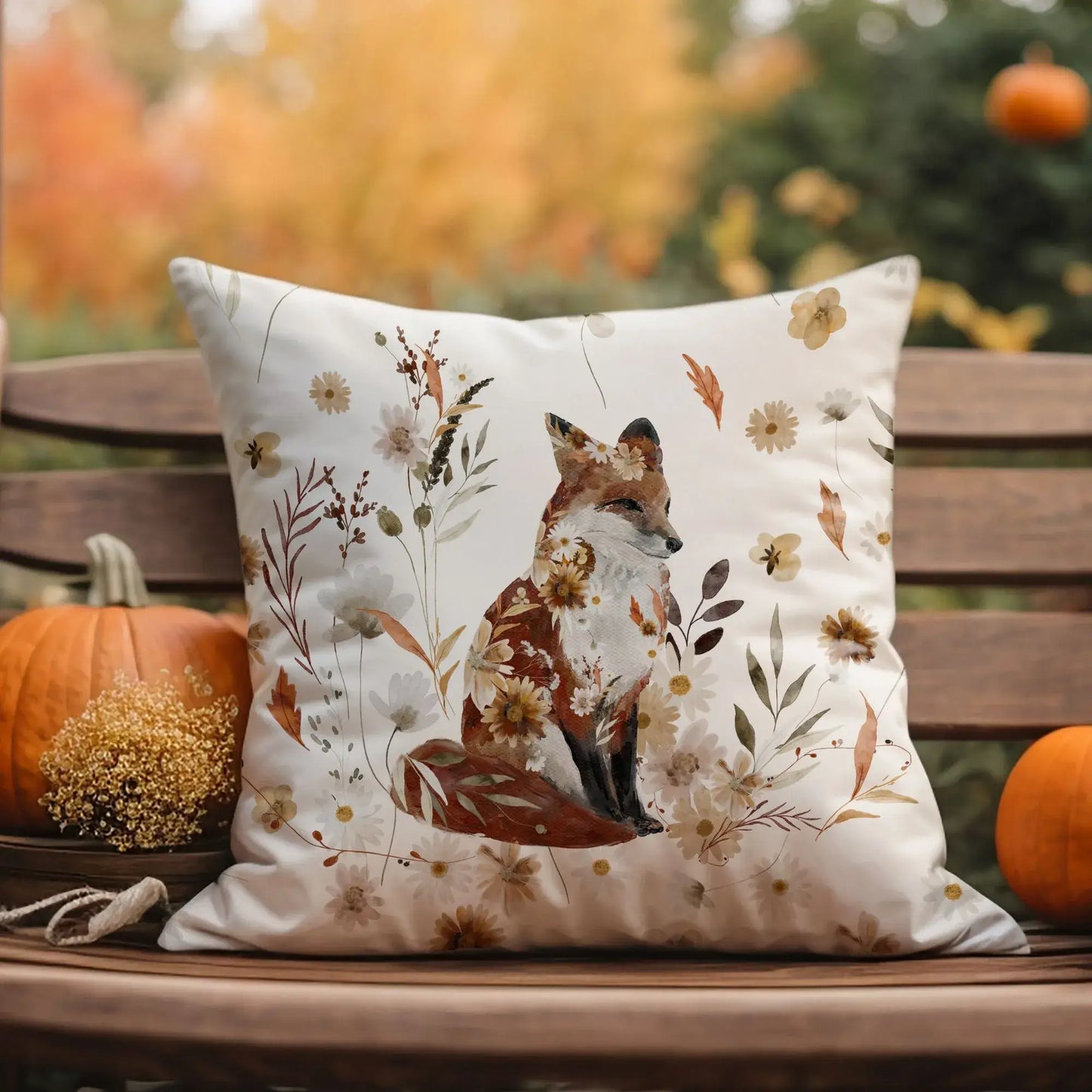 Fox Fall Pillow Cover for autumn nature-inspired home decor