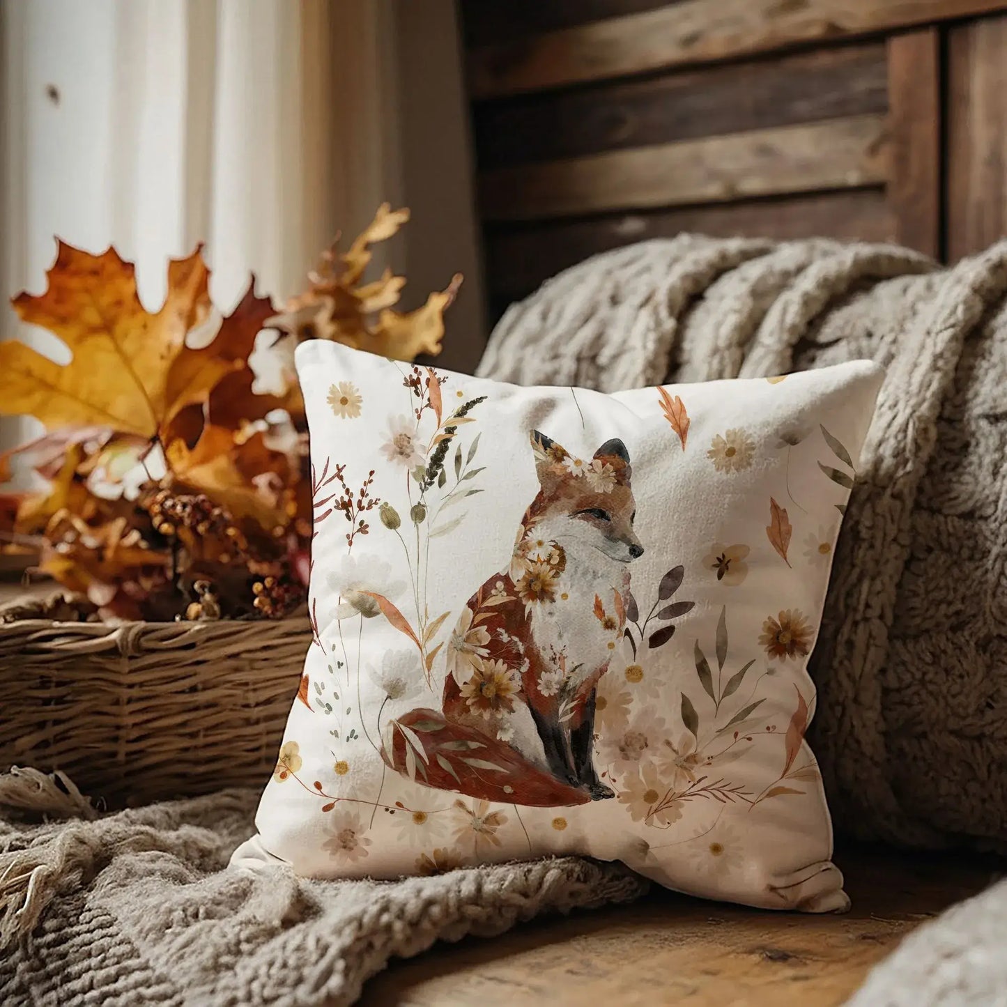 Fox Fall Pillow Cover – cozy Autumn Decorative Cushion