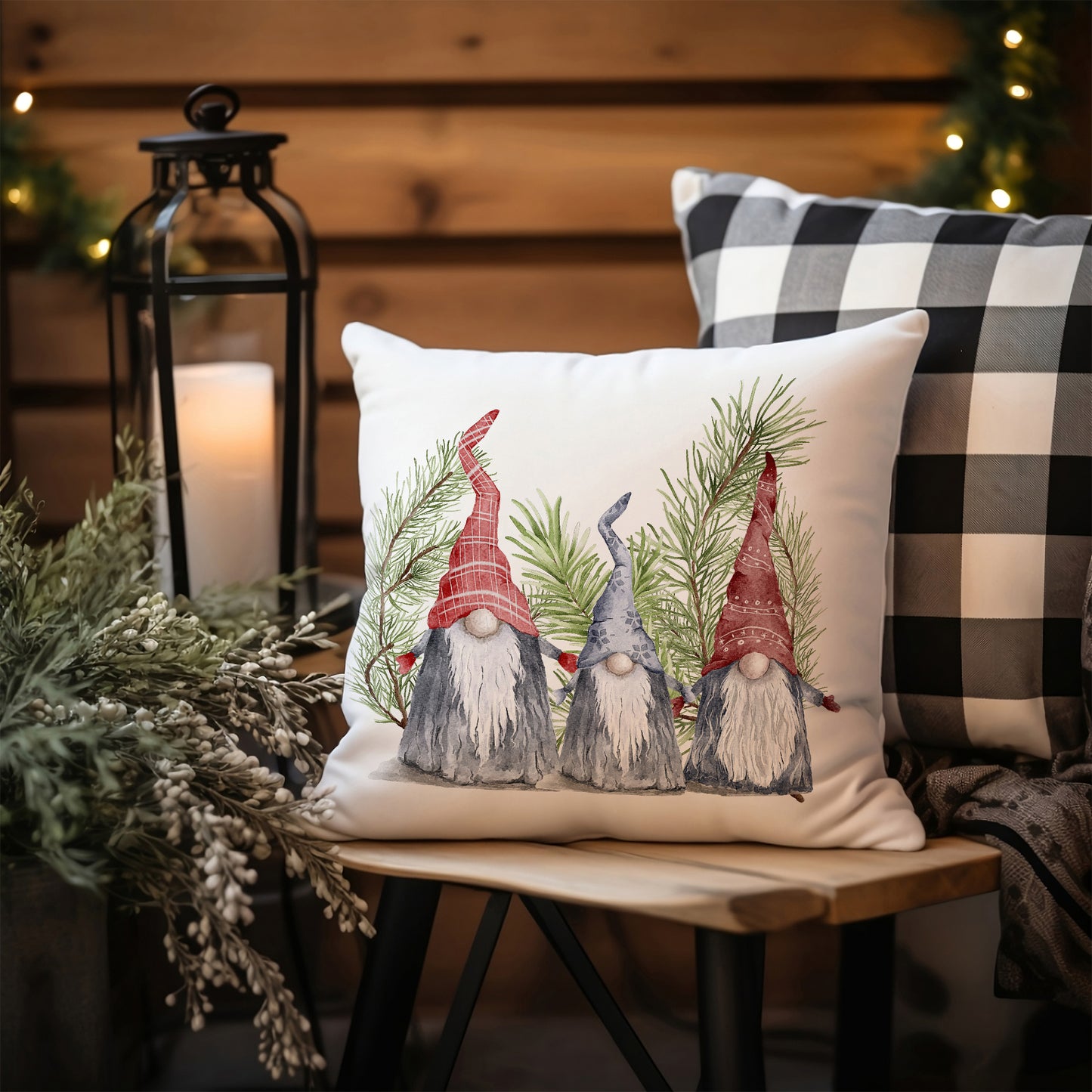 cozy christmas with Gnomes Christmas PILLOW from Blue Water Songs