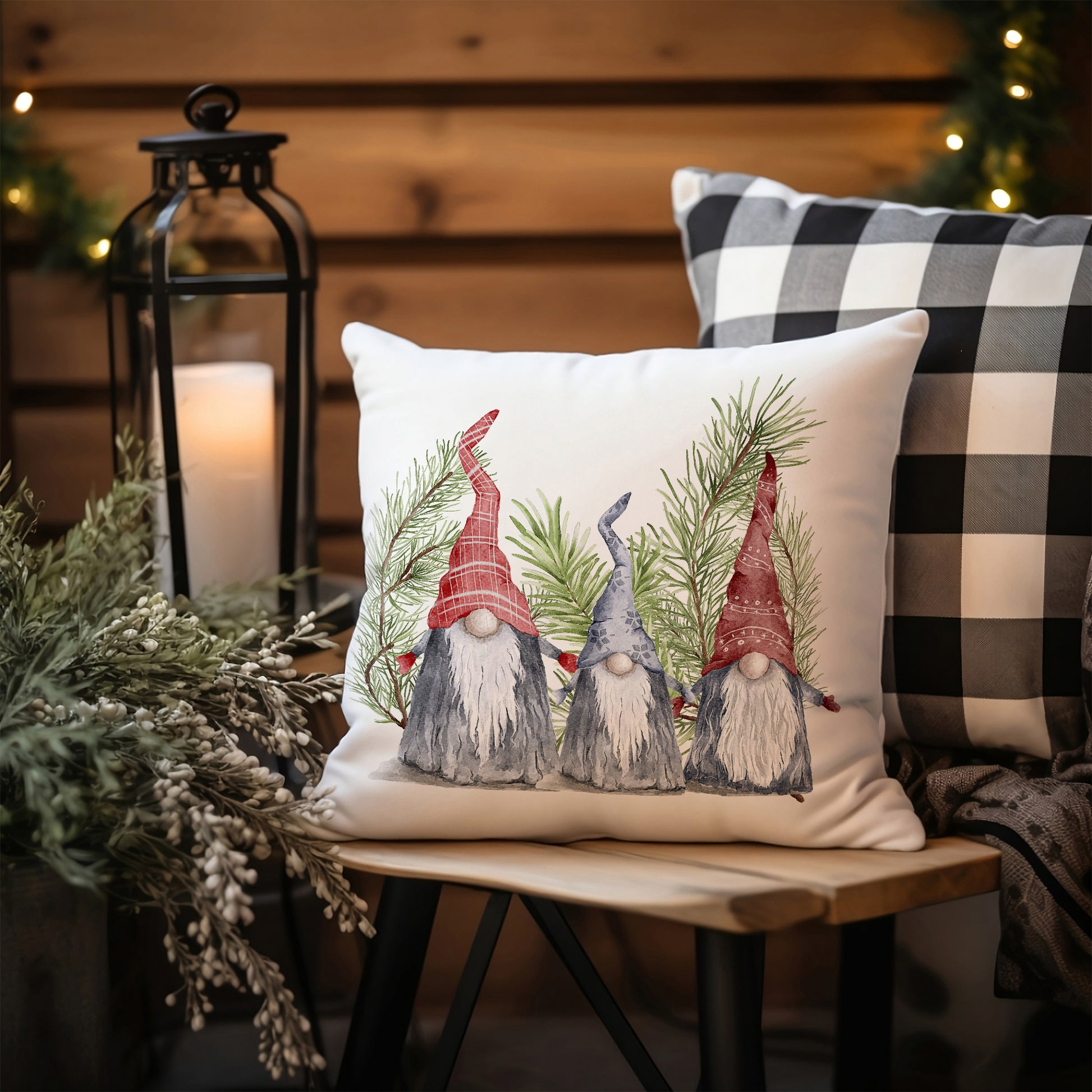 cozy christmas with Gnomes Christmas PILLOW from Blue Water Songs