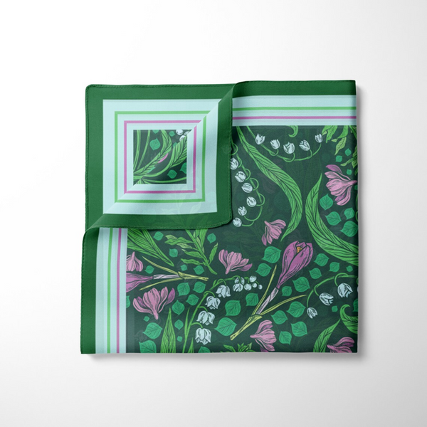 Green Lily of the Valley Silk SCARF