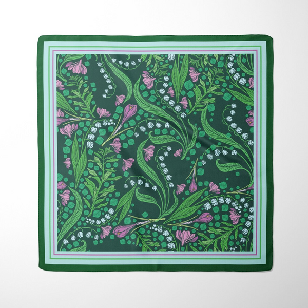 Green Lily of the Valley - Silk SCARF from Blue Water Songs