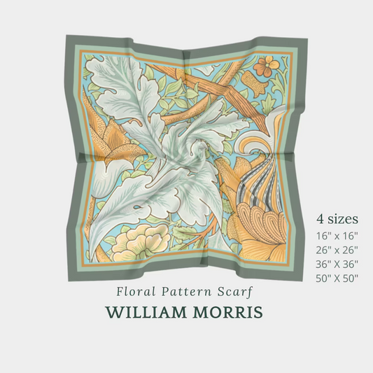 Green and Yellow William Morris Silk SCARF from Blue Water Songs