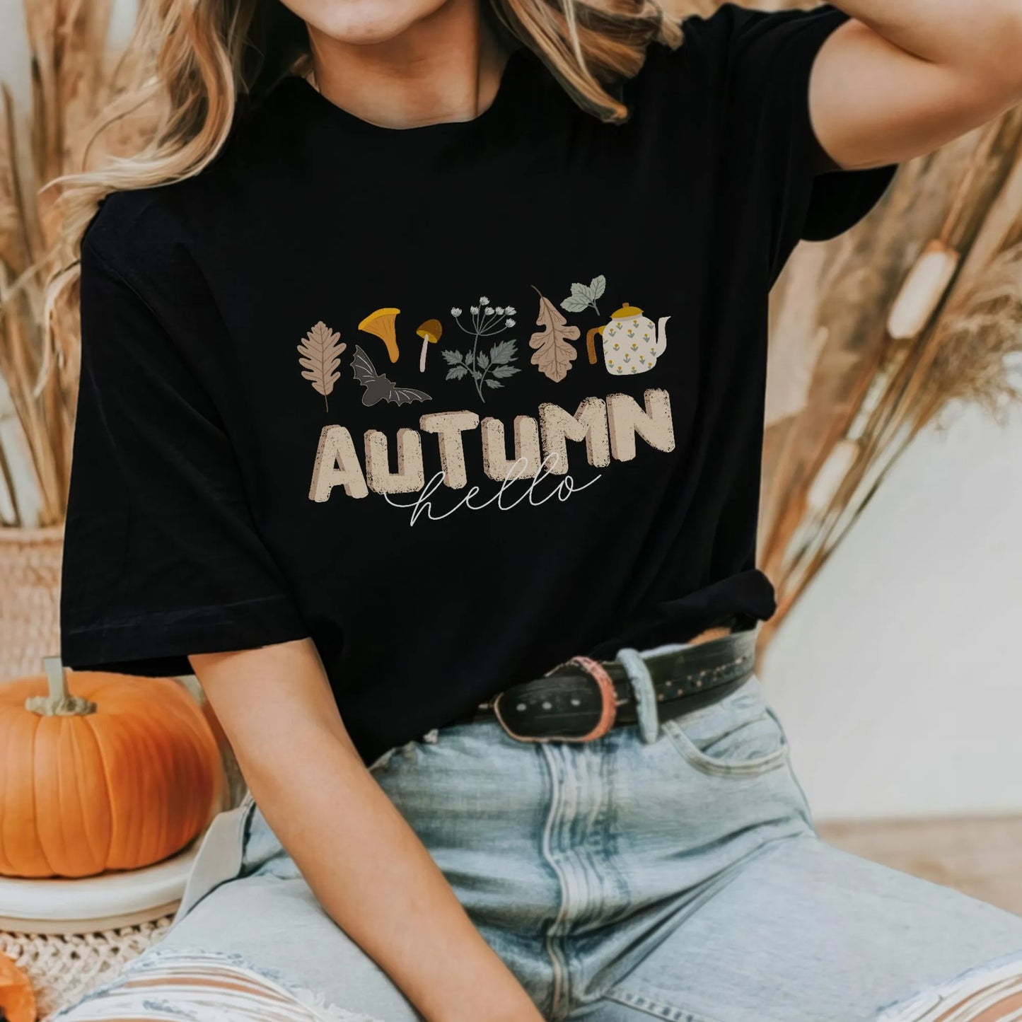 Woman in Blue Water Songs 'Hello Autumn' black tee