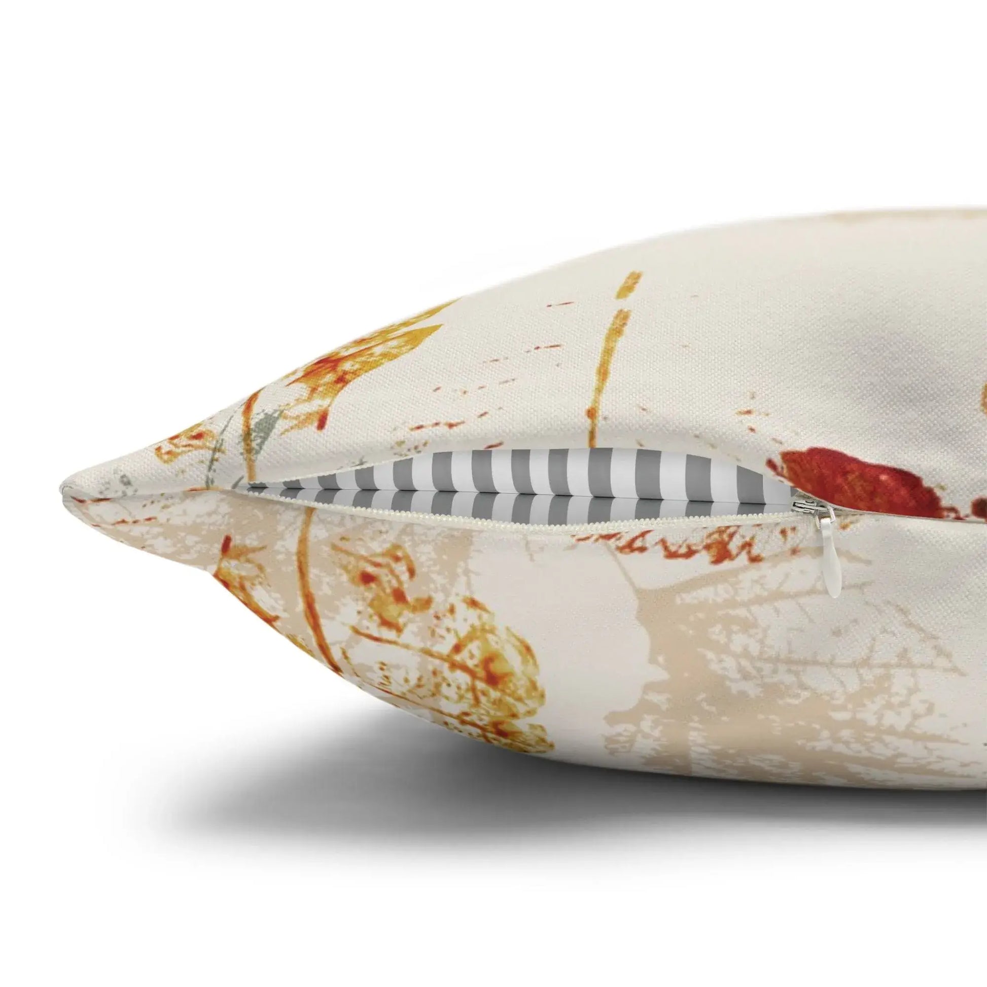 zipper side of Cozy Herbarium Fall Pillow Covers