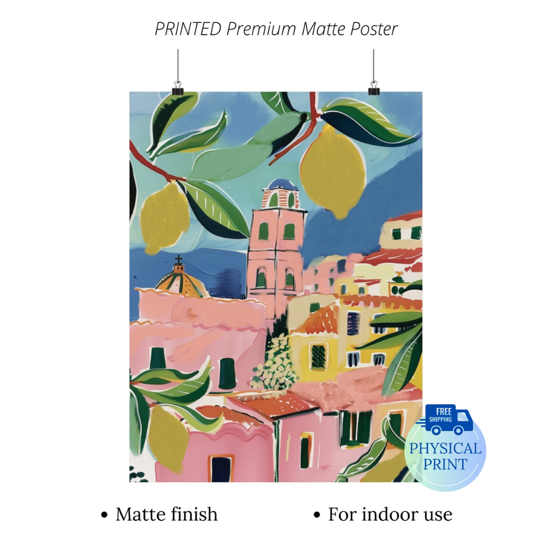 Italia Summer Lemon Matte Printed Poster from Blue Water Songs