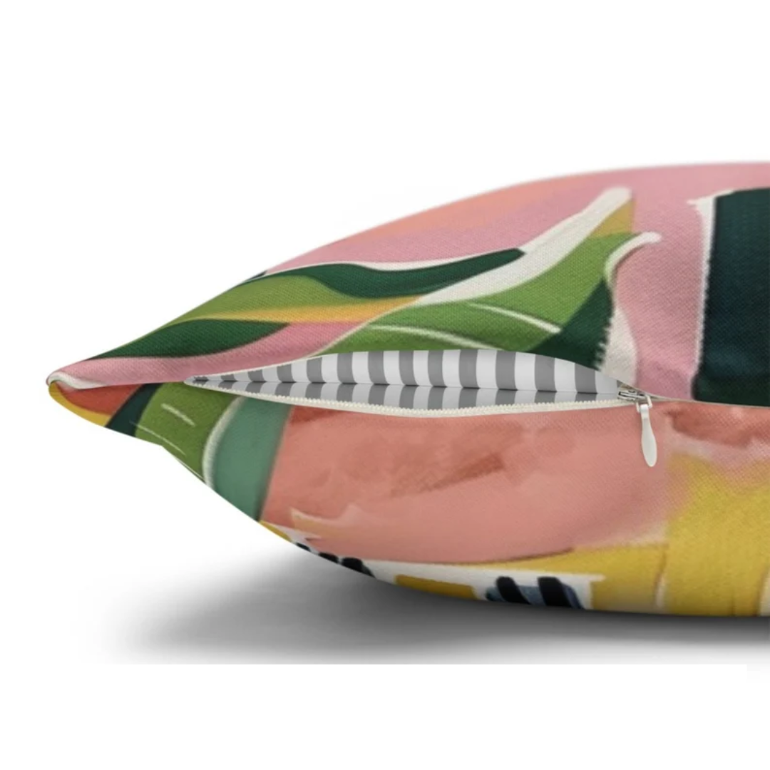 zipper side of lemon pillow