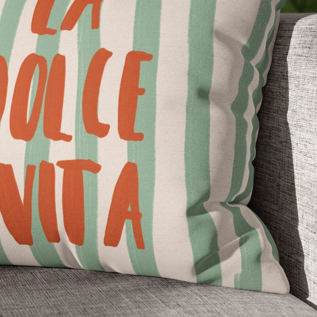 closer look of La Dolce Vita Green striped PILLOW from Blue Water Songs 