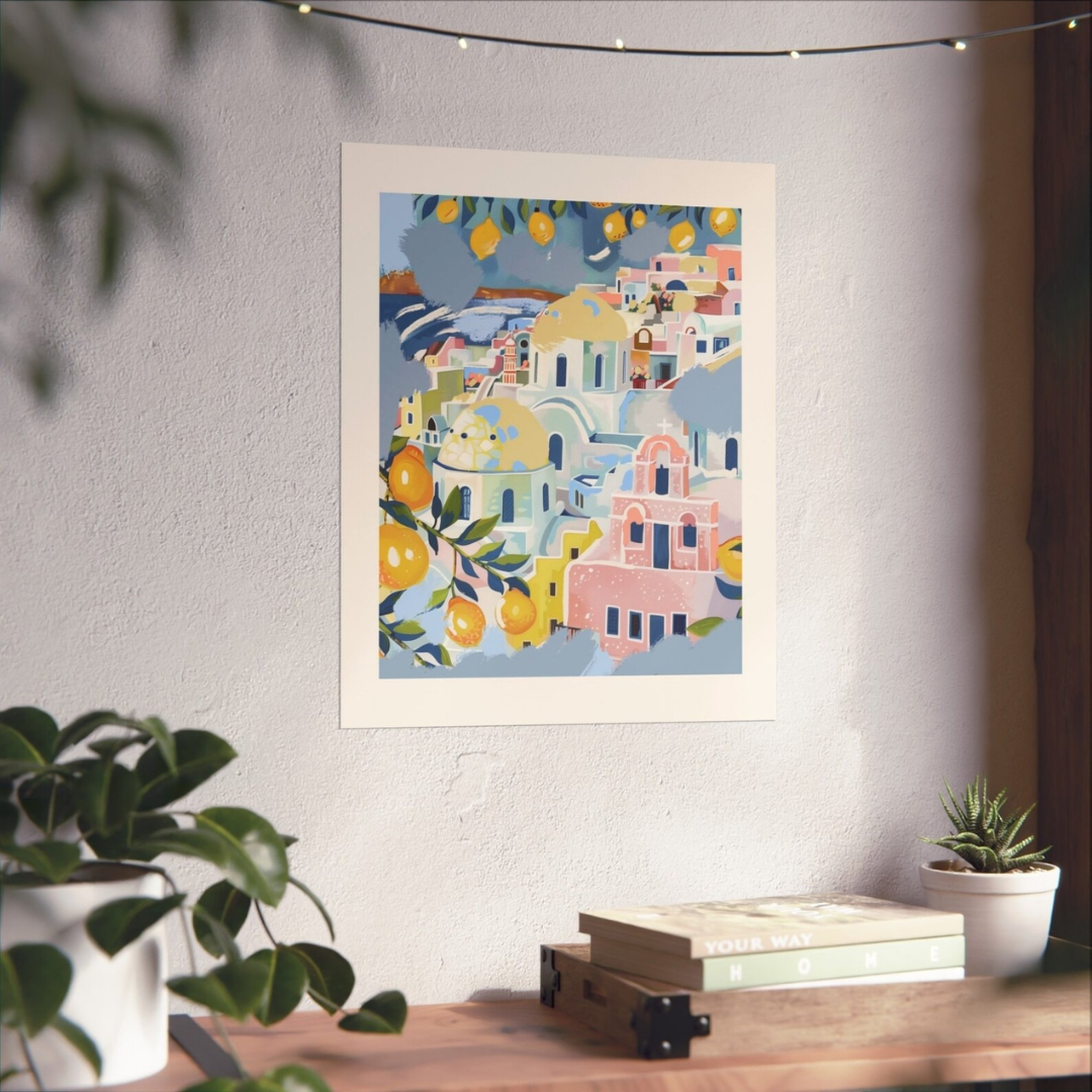 Italy city matte printed poster on cement wall 