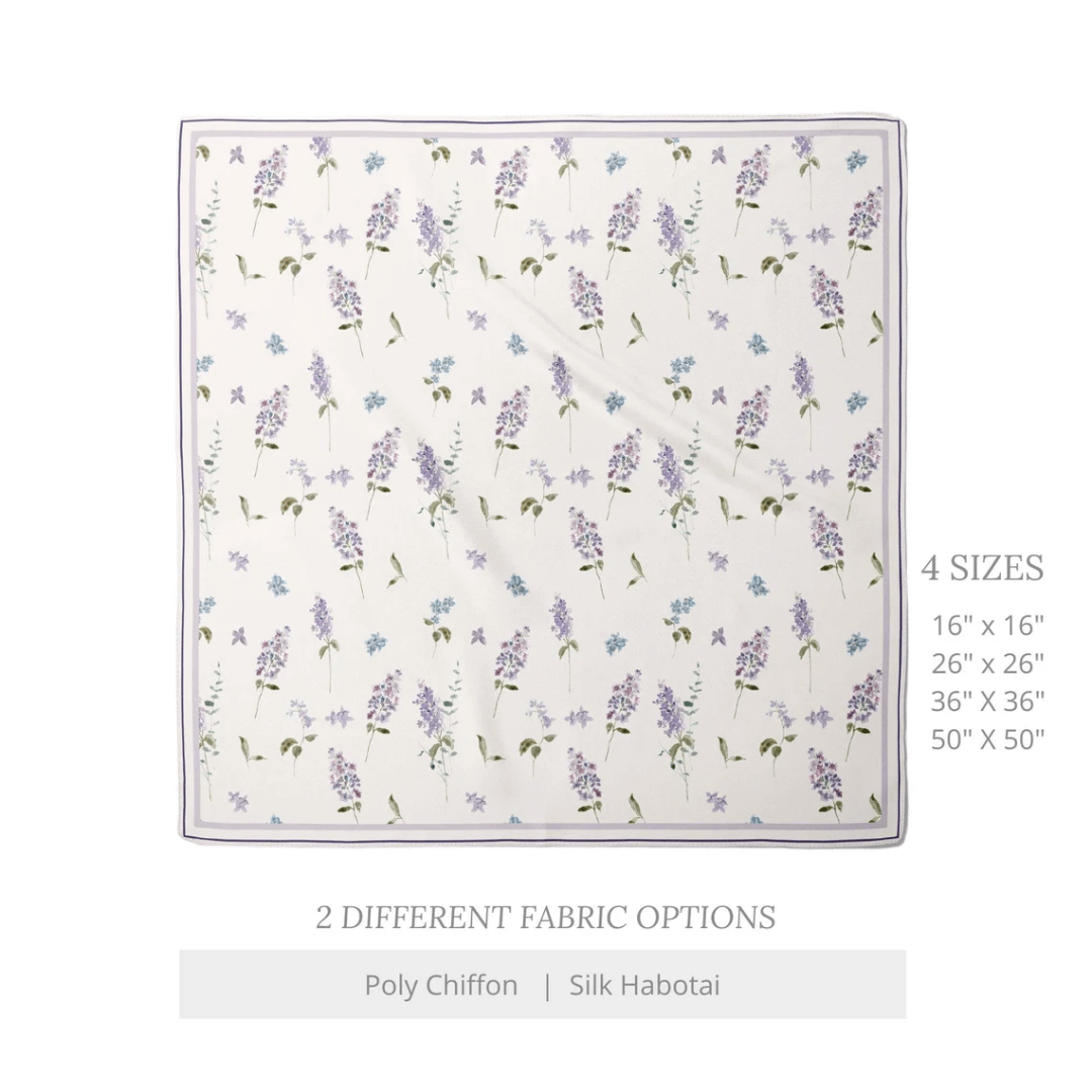 sizes description Pastel Lilac Floral SCARF from Blue Water Songs