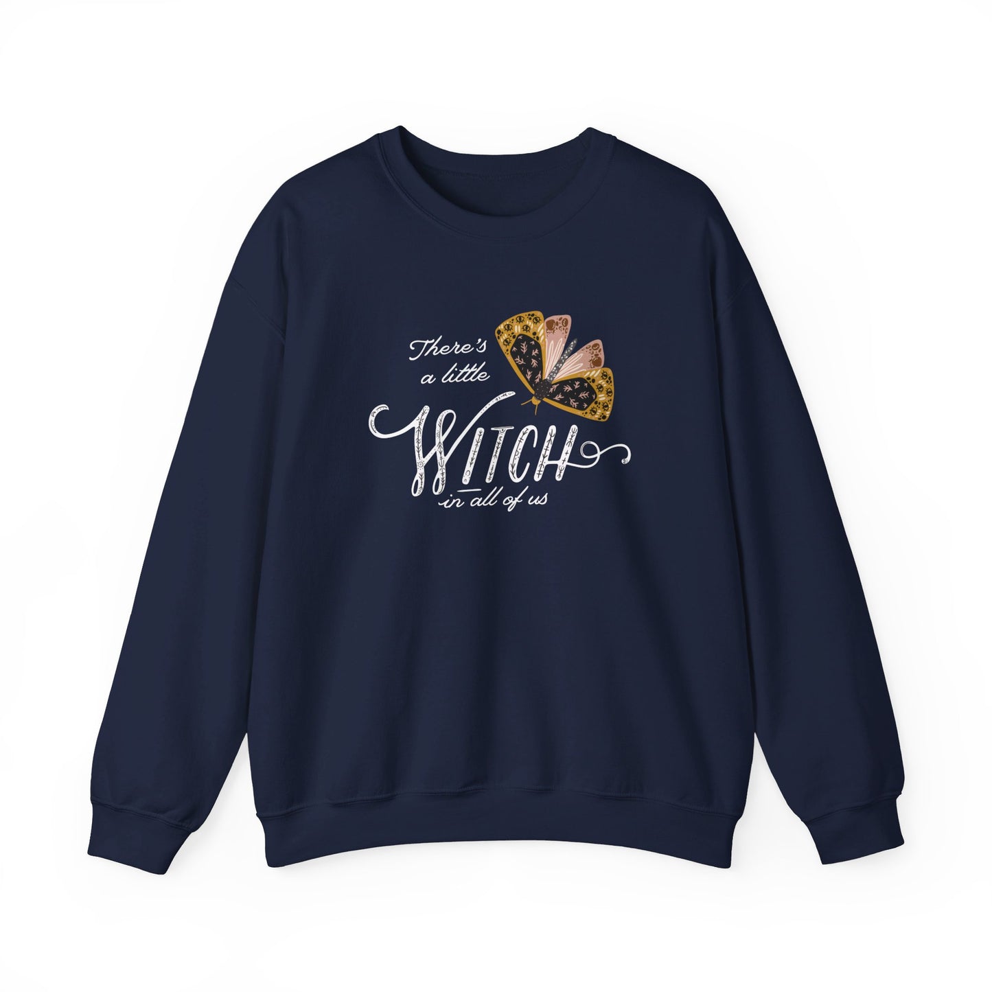 "There's a little witch in all of us" Moth Witch SWEATSHIRTS - Navy color