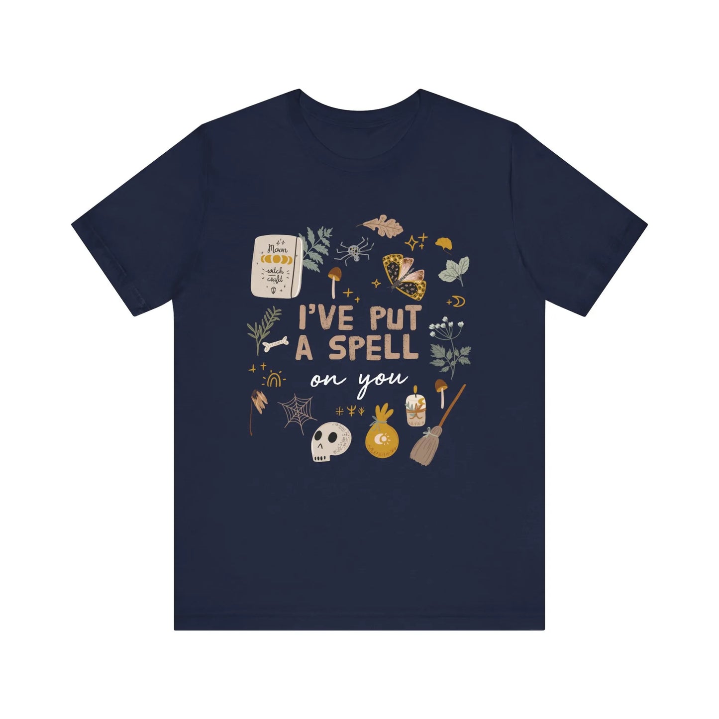 'I Put A Spell On You' Cottage witch T-SHIRT - navy color