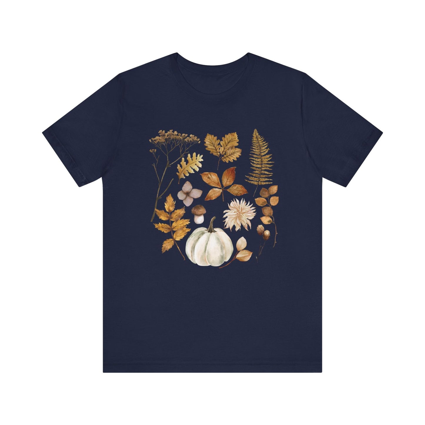 Fall Leaves and Pumpkin T-SHIRT from Blue Water Songs -  Navy color