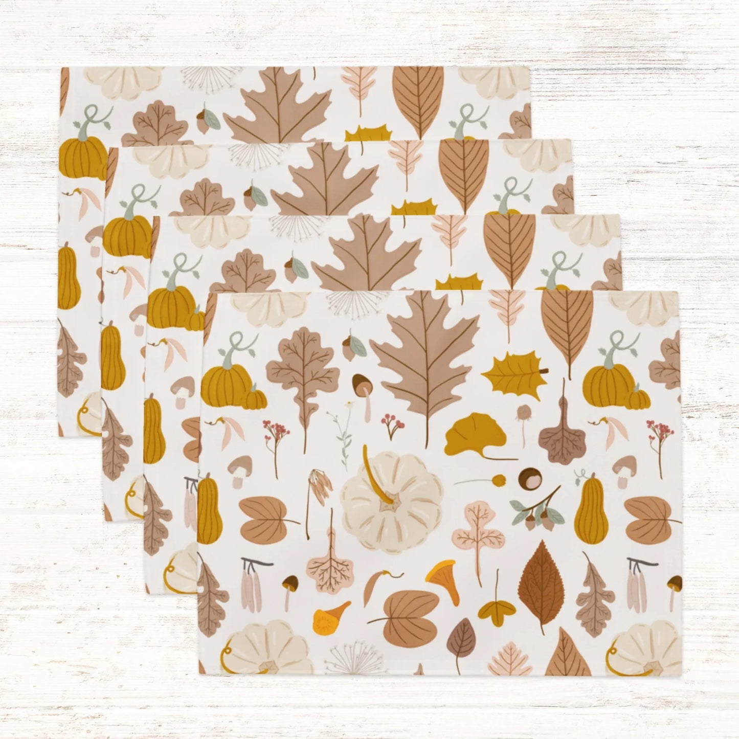 Autumn Pumpkin PLACEMATS from Blue Water Songs, set of 4 - white color