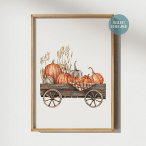 Pumpkin cart Art Print - DIGITAL DOWNLOAD from Blue Water Songs