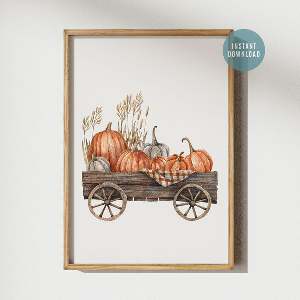 Pumpkin cart Art Print - DIGITAL DOWNLOAD from Blue Water Songs