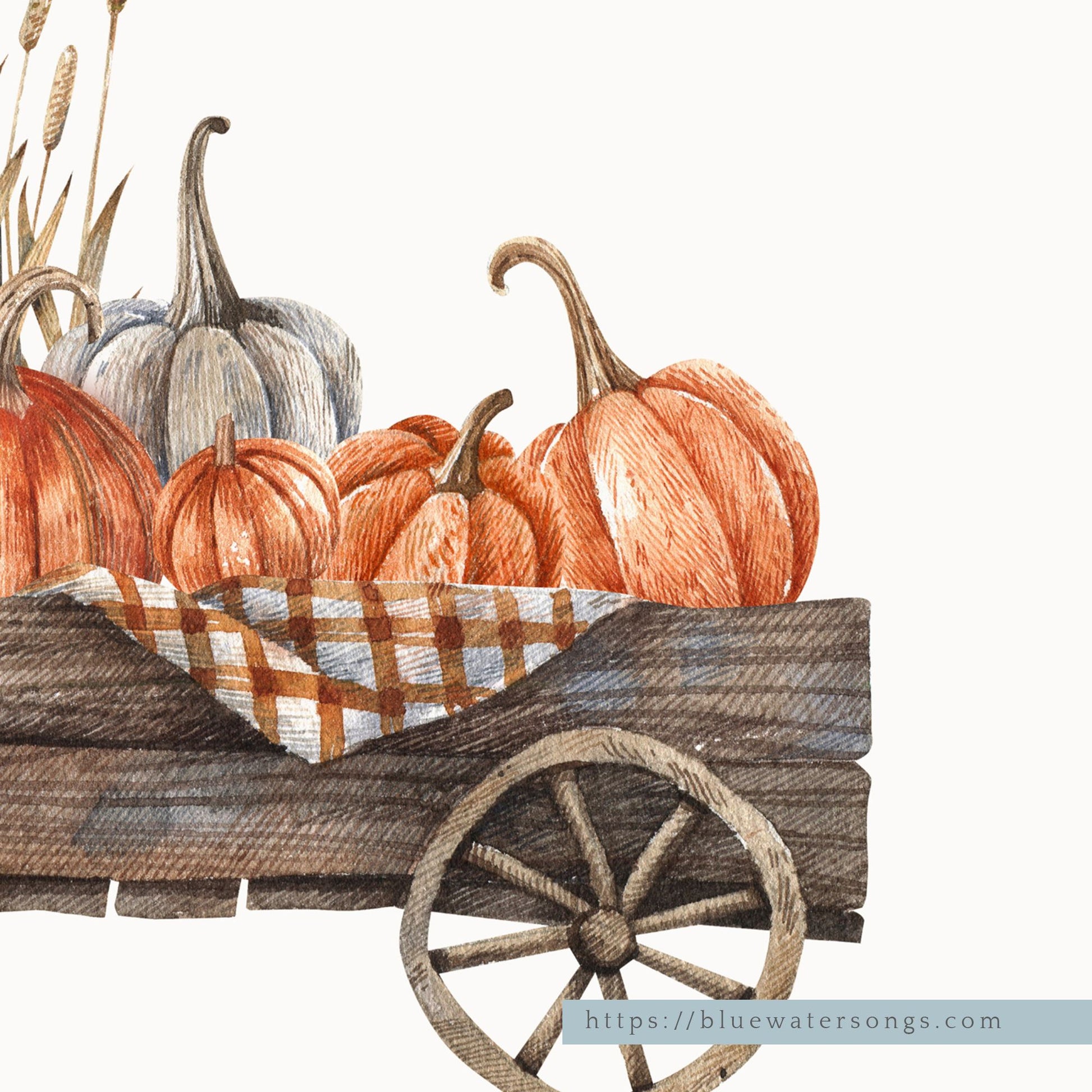 closer up of Pumpkin cart art print from Blue Water Songs