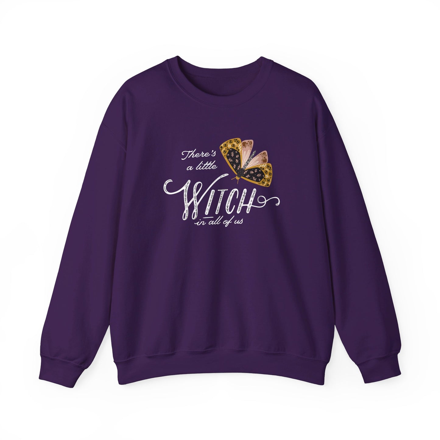 "There's a little witch in all of us" Moth Witch SWEATSHIRTS - purple color