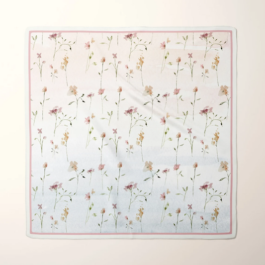 Pink Watercolor Wildflowers Silk SCARF from Blue Water Songs