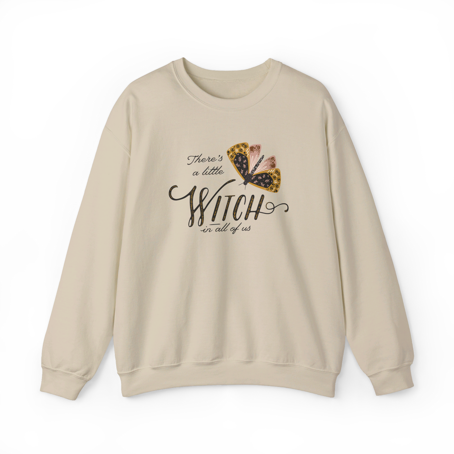 "There's a little witch in all of us" Moth Witch SWEATSHIRTS - sand color