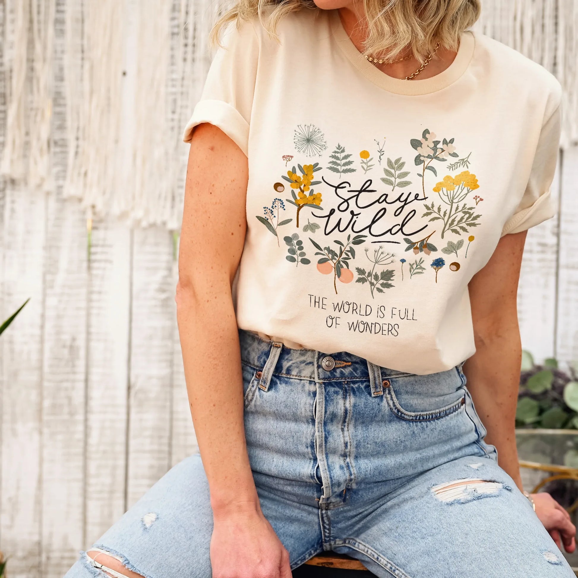 a young woman in 'Stay wild' T-SHIRT from Blue Water Songs