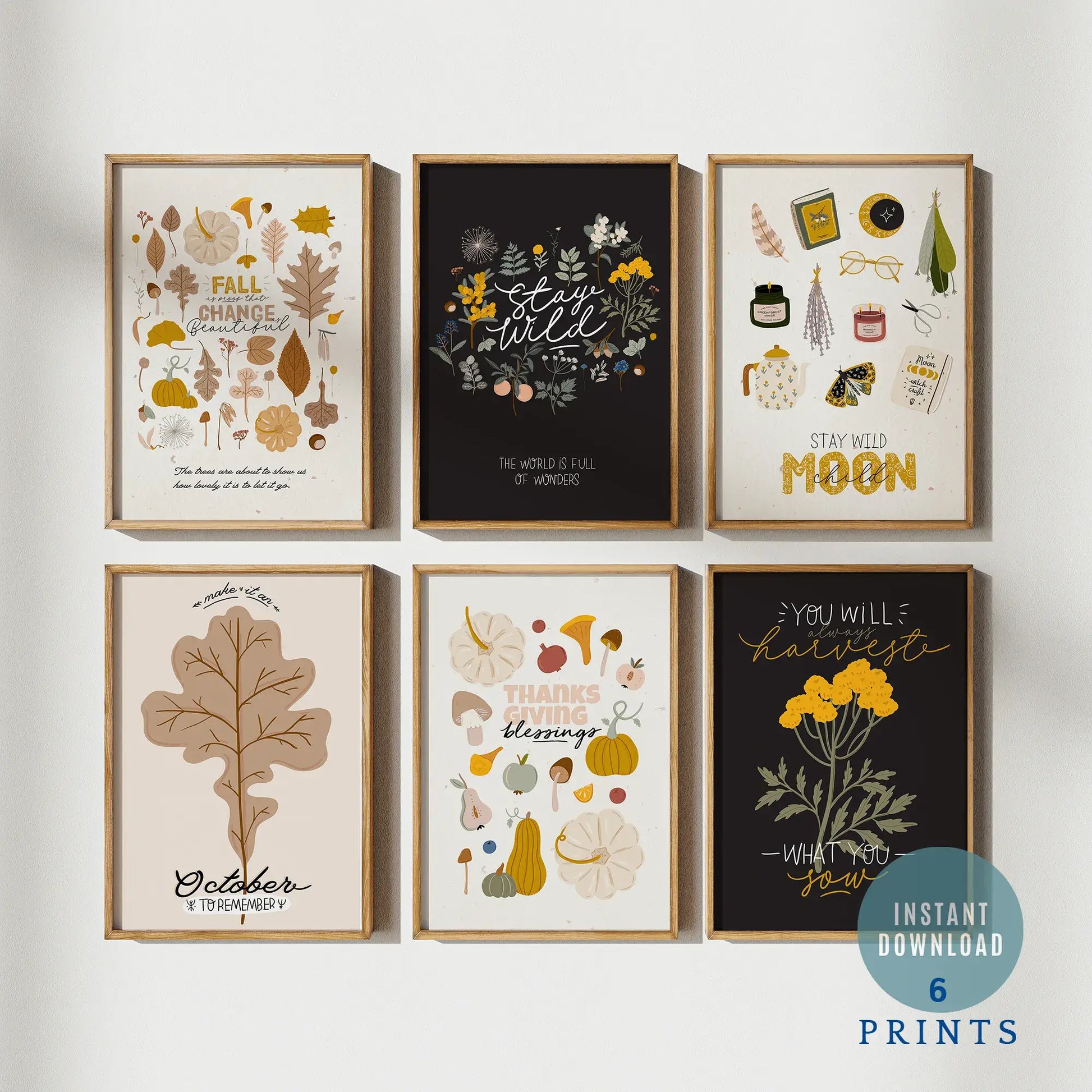 Set of 6 Autumn Print Arts - DIGITAL DOWNLOADS from Blue Water Songs