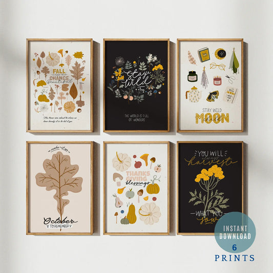 Set of 6 Autumn Print Arts - DIGITAL DOWNLOADS from Blue Water Songs