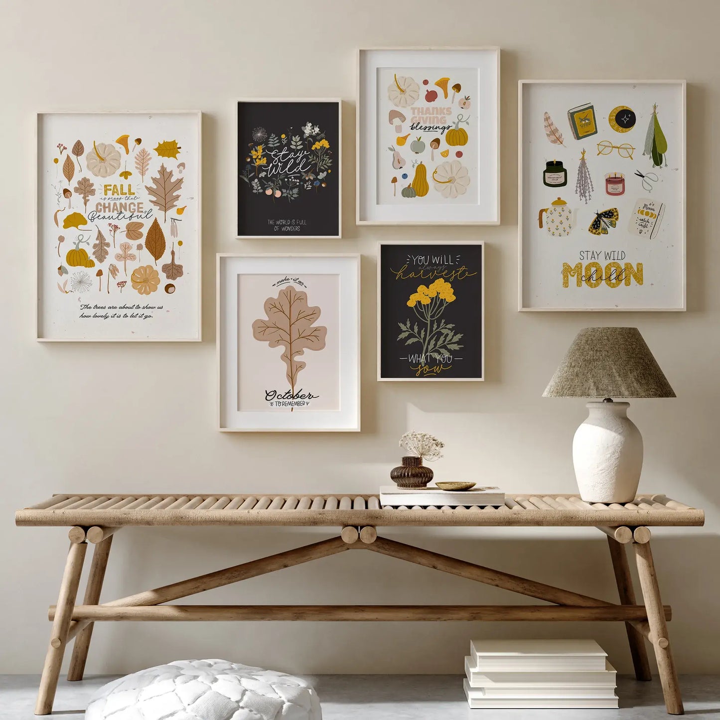 autumn vibe with Set of 6 Autumn Print Arts from Blue Water Songs