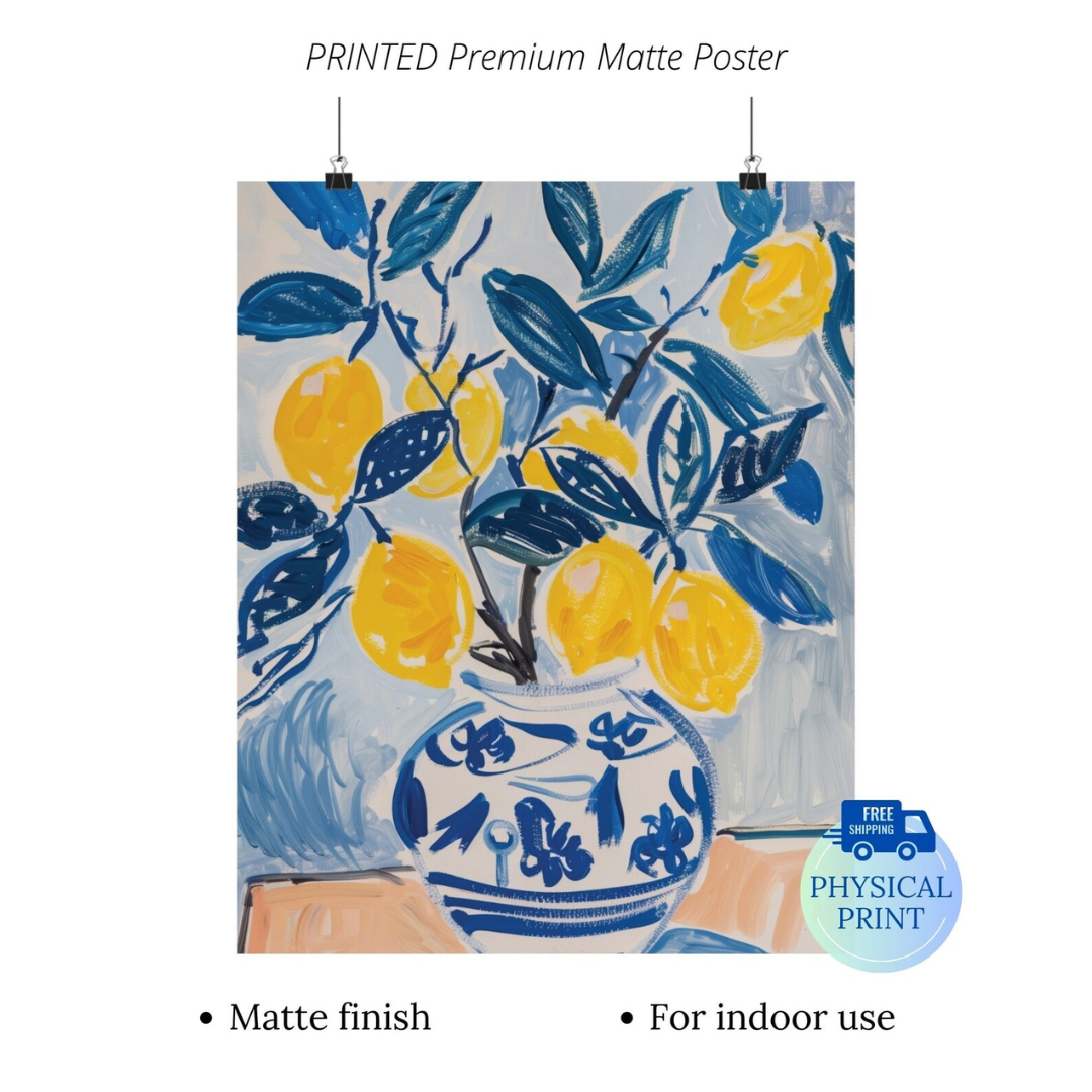 Eclectic Summer Lemon poster printed with premium matte paper from Blue Water Songs