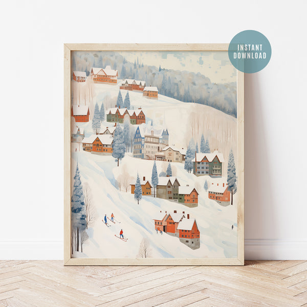 Winter Village poster - DIGITAL DOWNLOAD from Blue Water Songs