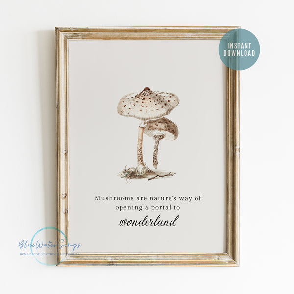 Mushrooms Botanical Vintage Art Print - DIGITAL DOWNLOAD - WOODLAND 6