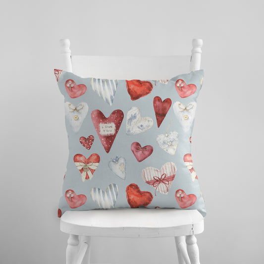 Vintage Watercolor Hearts PILLOW & COVER