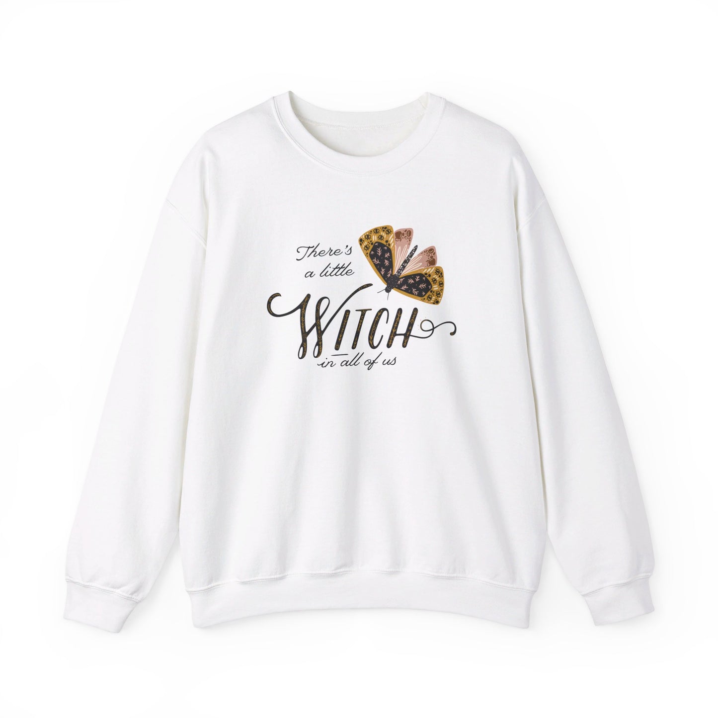 "There's a little witch in all of us" Moth Witch SWEATSHIRTS - white color