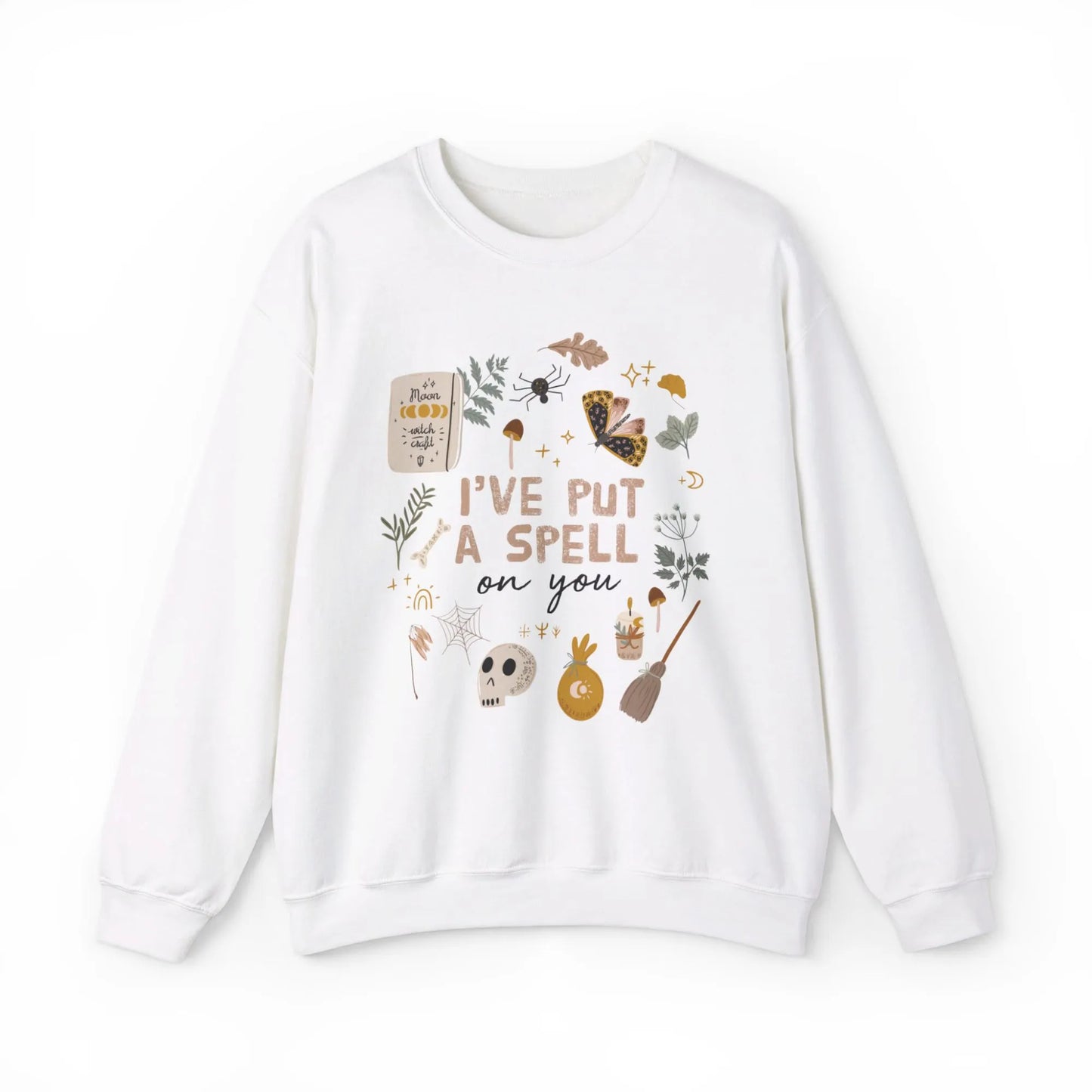 'I put a spell on you' Botanical Witch SWEATSHIRT from Blue Water Songs - white color