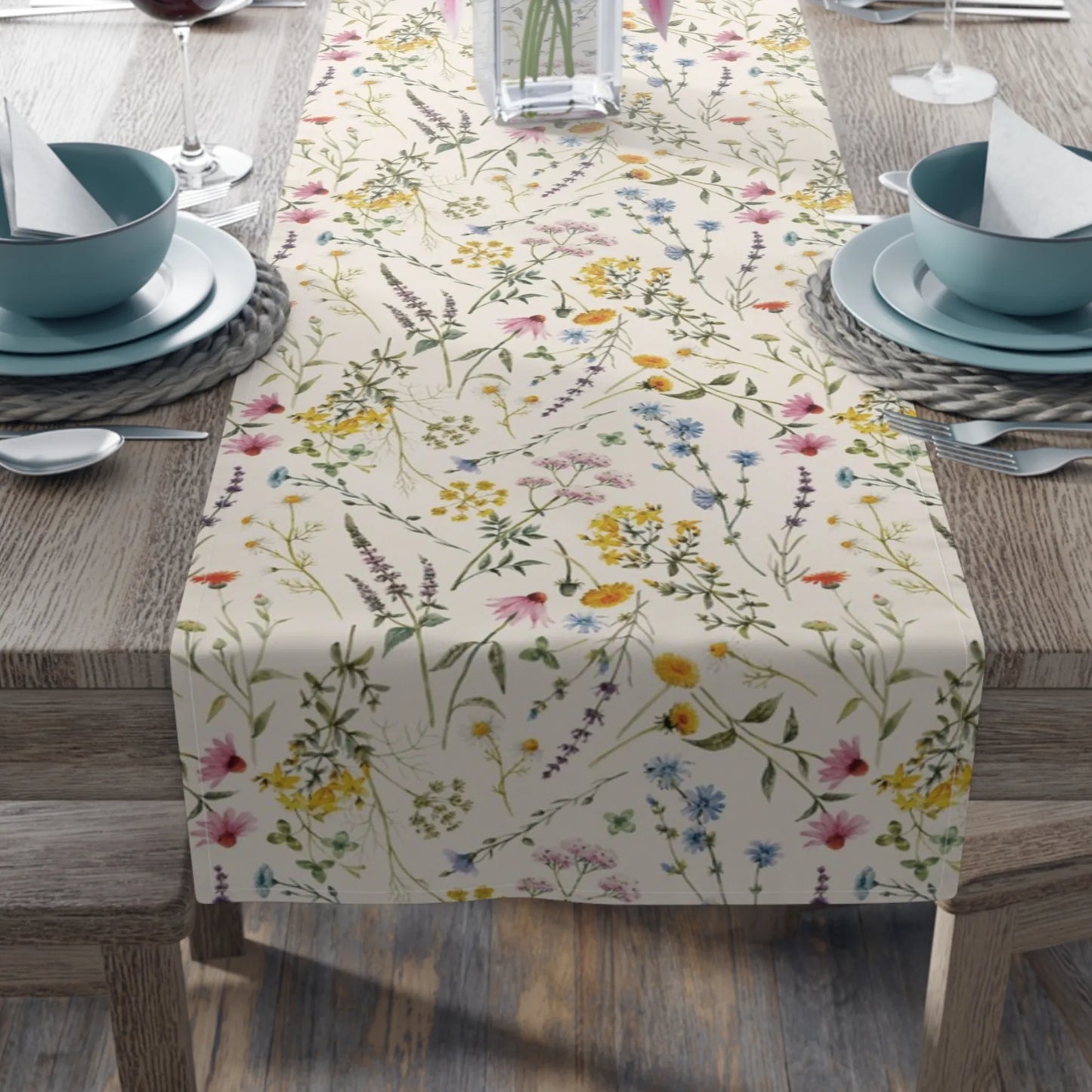 Watercolor Wildflowers Table Runner