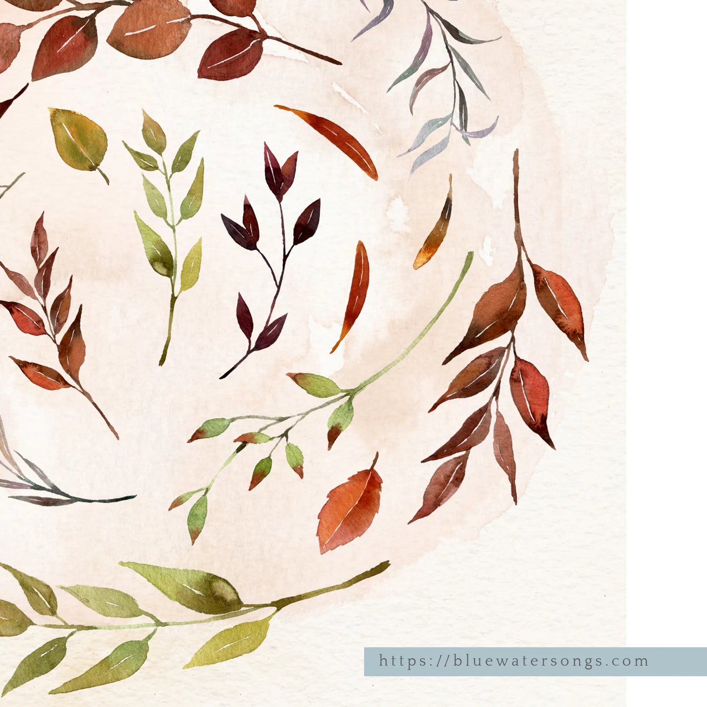 closer look of Watercolor Autumn leaves Art print 